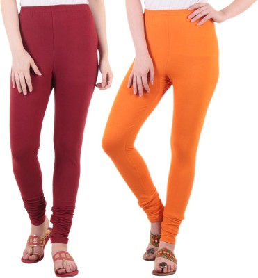 DIAZ Ankle Length Ethnic Wear Legging(Maroon, Orange, Solid)