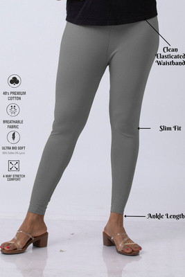 Lady Luxe Ankle Length Ethnic Wear Legging(Grey, Solid)