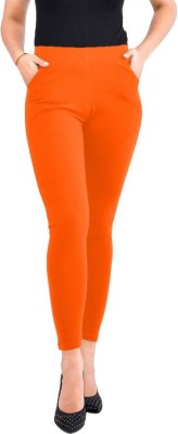 Kanya designs Ankle Length  Western Wear Legging(Orange, Solid)