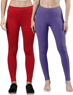 Rocksy Ankle Length Western Wear Legging(Red, Purple, Solid)