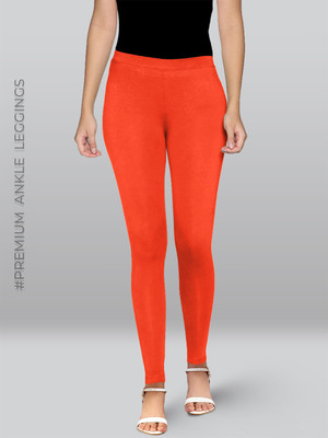 Lyra Ankle Length  Ethnic Wear Legging(Orange, Solid)