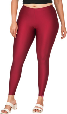 LoveiT Ankle Length Western Wear Legging(Maroon, Solid)