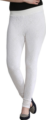 Morrio Ankle Length  Western Wear Legging(White, Self Design)