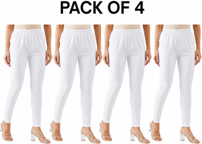 Jixy Churidar Length Ethnic Wear Legging(White, Solid)