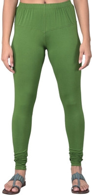 Comfort Lady Churidar Length Ethnic Wear Legging(Green, Solid)