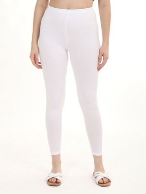 FLY BIRDS Ankle Length Western Wear Legging(White, Solid)
