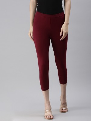 Kryptic Mid-Calf Length  Western Wear Legging(Maroon, Solid)