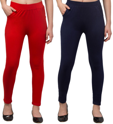 HOOKSPIN Ankle Length  Ethnic Wear Legging(Dark Blue, Solid)
