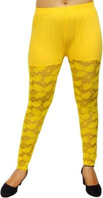 pinkshell Ankle Length  Western Wear Legging(Yellow, Self Design)