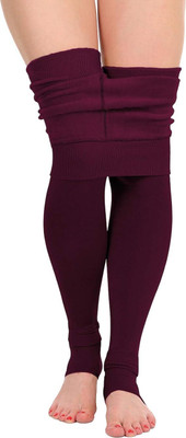 OMLAVIDA Ankle Length Winter Wear Legging(Maroon, Solid)