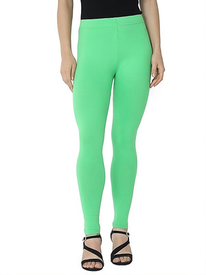 ZAYANQA Ankle Length  Western Wear Legging(Light Green, Solid)