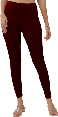 Lyra Ankle Length Ethnic Wear Legging(Maroon, Solid)
