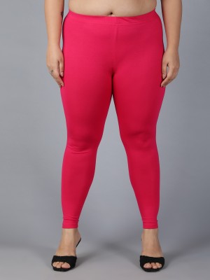 Plus Size Ankle Length Ethnic Wear Legging(Pink, Solid)