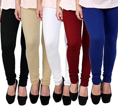 MIKRAM Churidar  Western Wear Legging(Black, Beige, White, Maroon, Dark Blue, Solid)