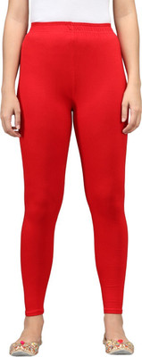 thread plus Ankle Length  Ethnic Wear Legging(Red, Solid)