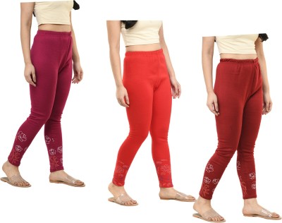 Indistar Ankle Length  Western Wear Legging(Brown, Red, Maroon, Printed)