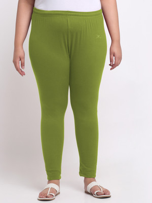 Style Access Ankle Length Western Wear Legging(Light Green, Solid)