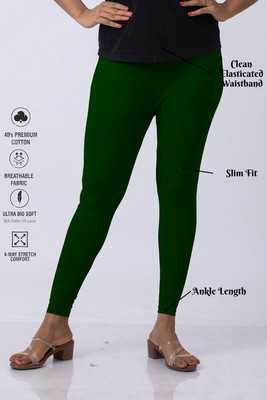 Lady Luxe Ankle Length  Ethnic Wear Legging(Green, Solid)