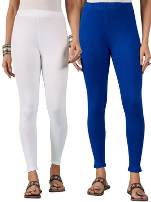 DIMPY GARMENTS Ankle Length Western Wear Legging(Blue, White, Solid)