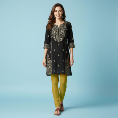 QT Churidar Length Western Wear Legging(Yellow, Solid)