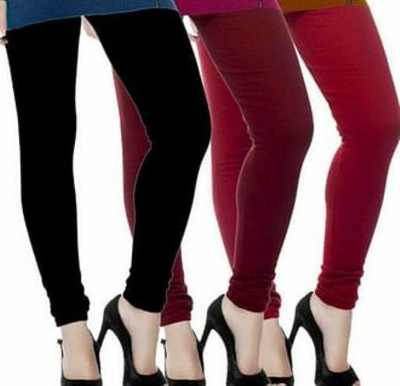 KFFashion Churidar  Ethnic Wear Legging(Black, Red, Maroon, Solid)