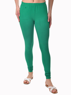FLY BIRDS Churidar Length Western Wear Legging(Green, Solid)