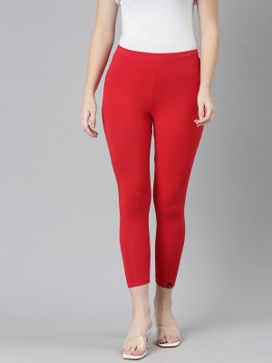 TWIN BIRDS Ankle Length Western Wear Legging(Red, Solid)