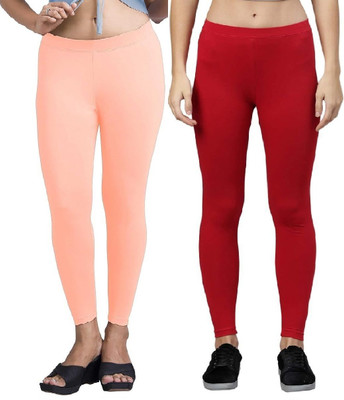 ZAYANQA Ankle Length Western Wear Legging(Red, Orange, Solid)