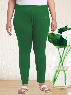 Style Access Ankle Length Western Wear Legging(Light Green, Solid)