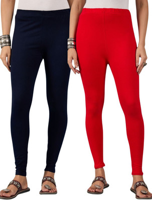 DIMPY GARMENTS Ankle Length Western Wear Legging(Dark Blue, Red, Solid)