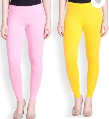 PENTTO Ankle Length  Western Wear Legging(Yellow, Solid)