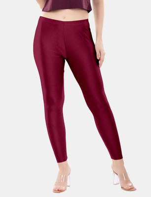 Digsel Cool Cotton Ankle Length  Western Wear Legging(Maroon, Self Design)