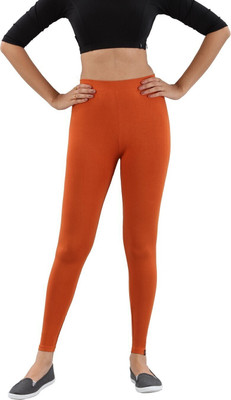 TWIN BIRDS Ankle Length  Western Wear Legging(Orange, Solid)