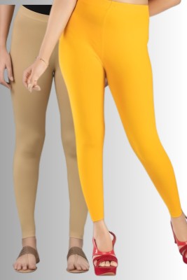 chobi star Ankle Length Ethnic Wear Legging(Yellow, Beige, Solid)