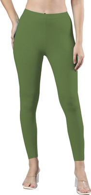 femmora 3/4th/Calf Length Ethnic Wear Legging(Green, Solid)
