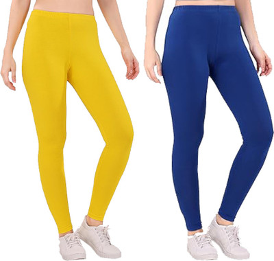 adibaba Ankle Length  Western Wear Legging(Yellow, Blue, Solid)