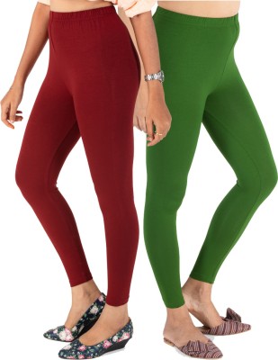 KEX Ankle Length  Ethnic Wear Legging(Green, Maroon, Solid)