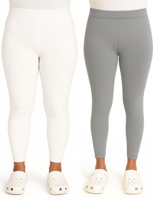 ValleyFashion Ankle Length  Western Wear Legging(White, Grey, Solid)