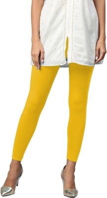 Kapok Gold Ankle Length  Ethnic Wear Legging(Yellow, Solid)