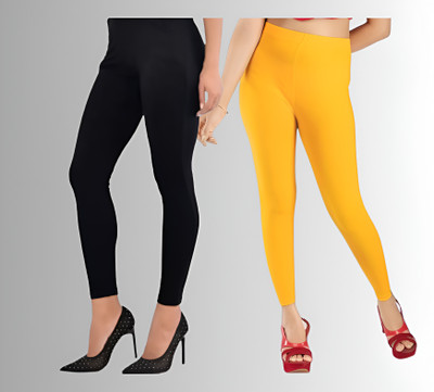 chobi star Ankle Length  Ethnic Wear Legging(Yellow, Black, Solid)