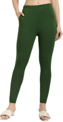 OneSky Ankle Length Western Wear Legging(Green, Solid)