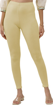 Lyra Ankle Length  Ethnic Wear Legging(Beige, Solid)