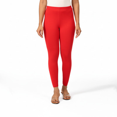 i TEX Ankle Length  Western Wear Legging(Red, Solid)
