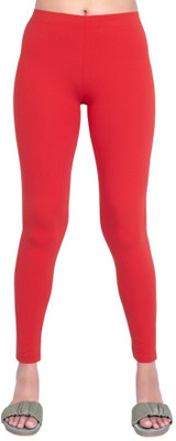OneSky Ankle Length Western Wear Legging(Red, Solid)