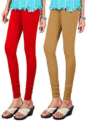 WINGS 2 FLY Ankle Length Western Wear Legging(Beige, Red, Solid)