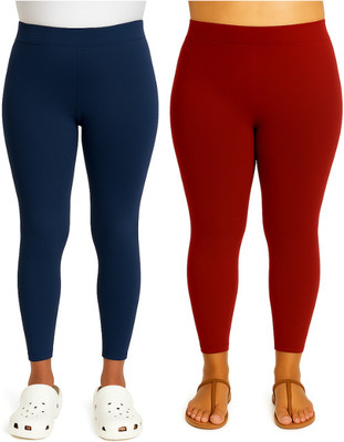 ValleyFashion Ankle Length  Western Wear Legging(Dark Blue, Solid)