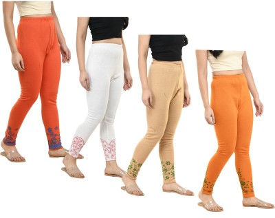 KAVYA Ankle Length  Western Wear Legging(Orange, White, Multicolor, Floral Print)