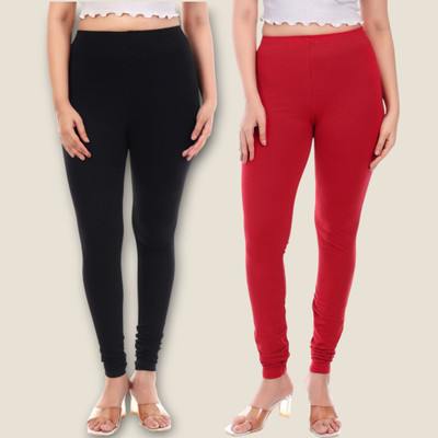 tpf Churidar Length Western Wear Legging(Black, Red, Solid)
