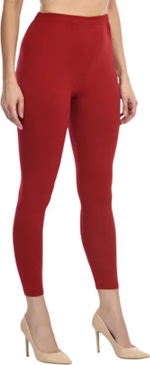 Sukhharta Ankle Length Western Wear Legging(Maroon, Solid)