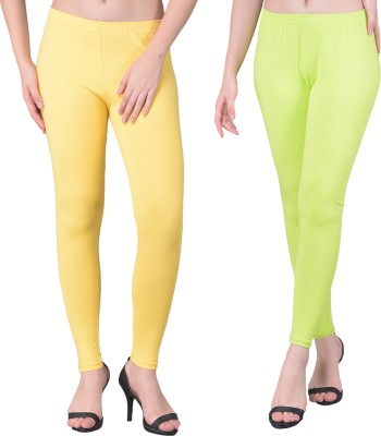 Comfort Lady Ankle Length  Western Wear Legging(Yellow, Light Green, Solid)